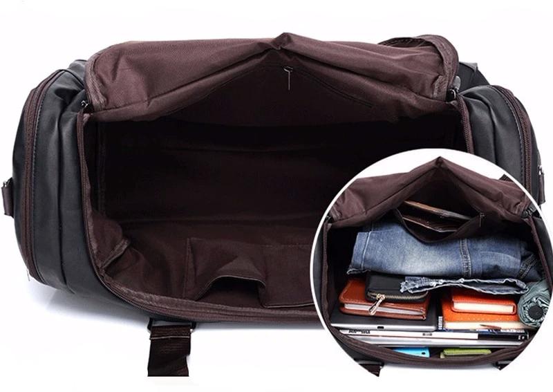 Faux Leather Weekend Duffel Bag with Shoulder Strap for Travel & Gym | Thomler