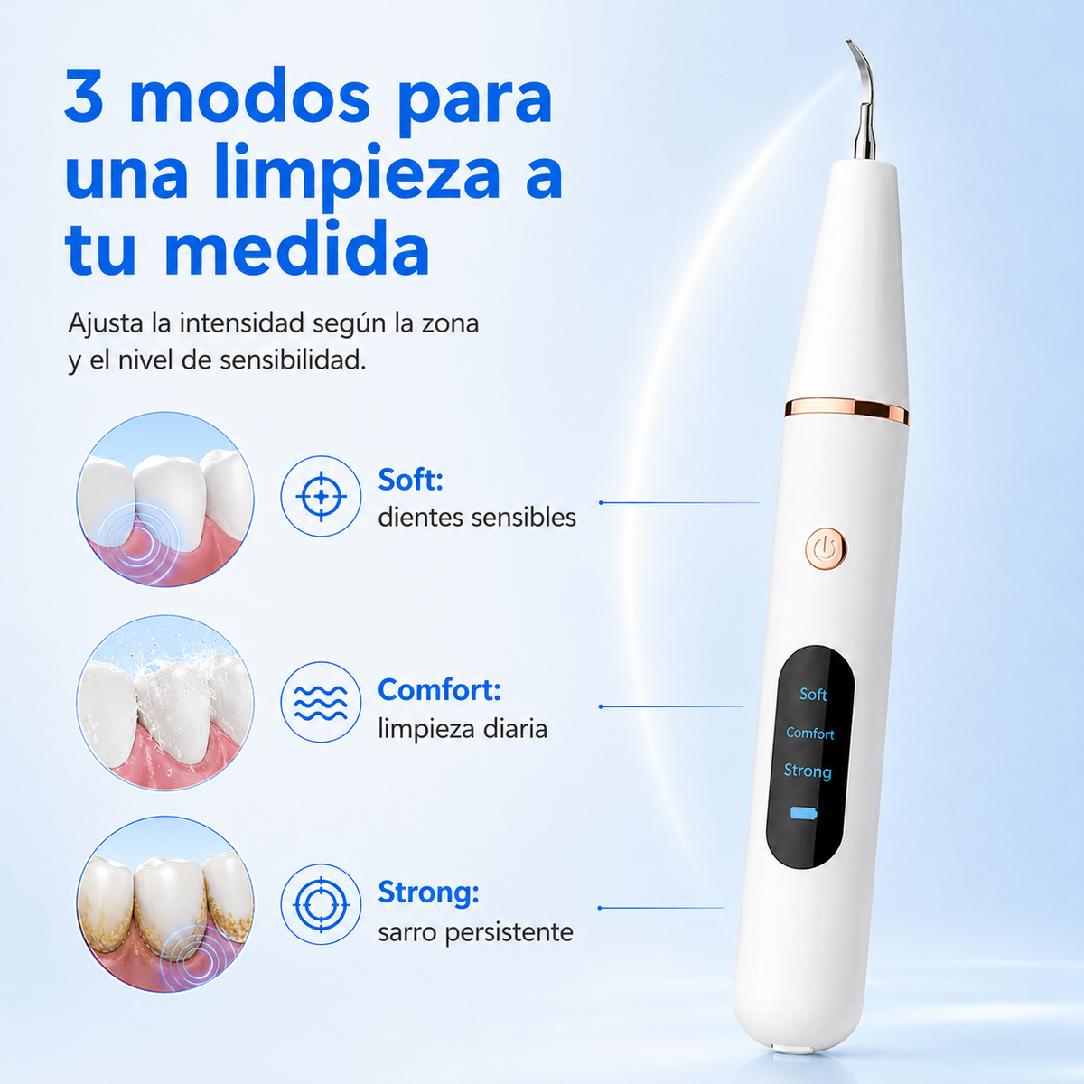 Electric Ultrasonic Tooth Stain Remover with LED Light & 3 Cleaning Modes for At-Home Dental Care | Thomler
