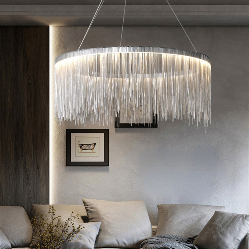 Waterfall Chain LED Chandelier Modern Metal Statement Light for Dining Room & Bedroom | Thomler