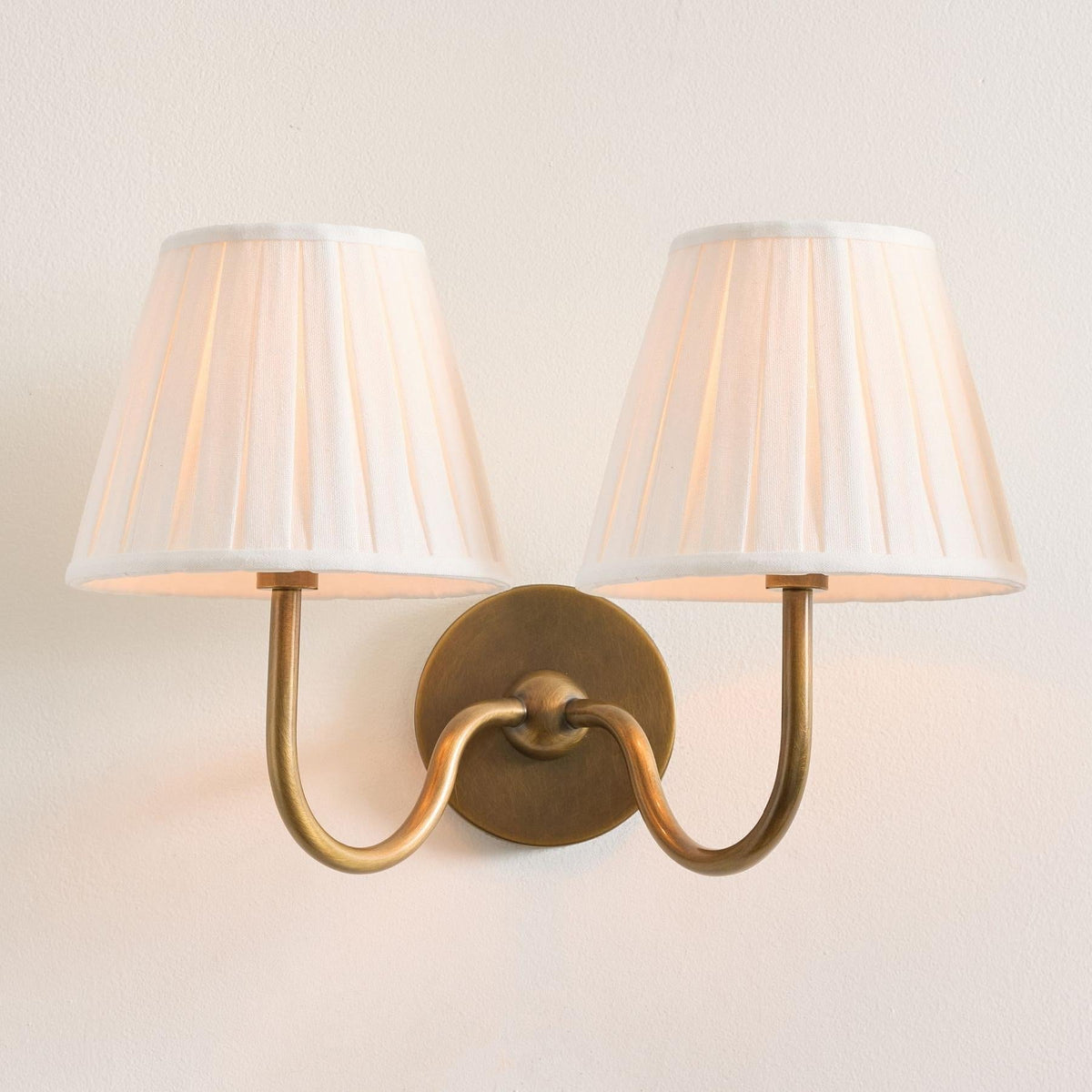 Brass Sconce with Fabric Drum Shade – 1 or 2 Light Hardwired Fixture for Bedroom, Hallway & Living Room | Thomler