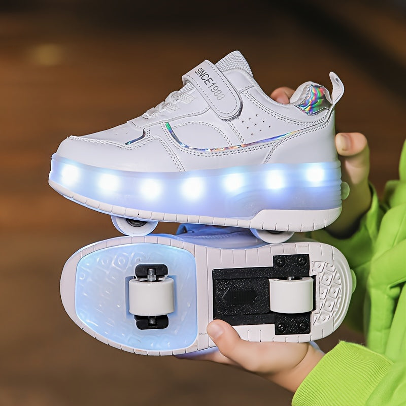 LED Light-Up Roller Skate Sneakers for Kids with Removable Wheels – USB Rechargeable Inline Shoes for Boys & Girls | Thomler