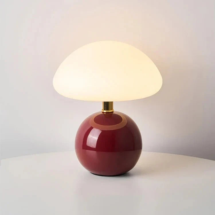Ceramic Mushroom Table Lamp with 3-Color LED Light for Bedroom, Living Room & Nursery Decor | Thomler