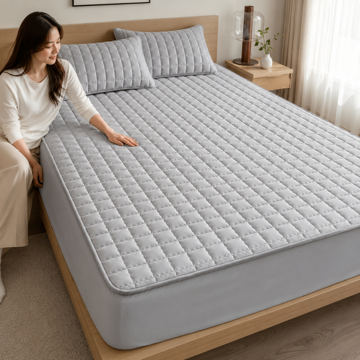Quilted Waterproof Mattress Protector with Breathable Cooling Layer for Deep-Pocket Beds | Thomler