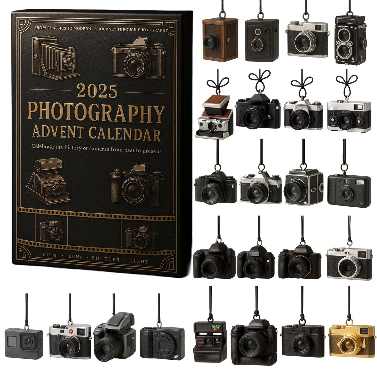 Photography History Advent Calendar – 24 Mini Camera Replicas for December Countdown, Collector's Decor Gift | Thomler