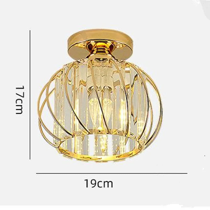Crystal Flush Mount Ceiling Fixture – Round Metal Frame, E27 Socket, Switch-Control Multicolor LED – Bedroom, Hallway, Bath | Thomler