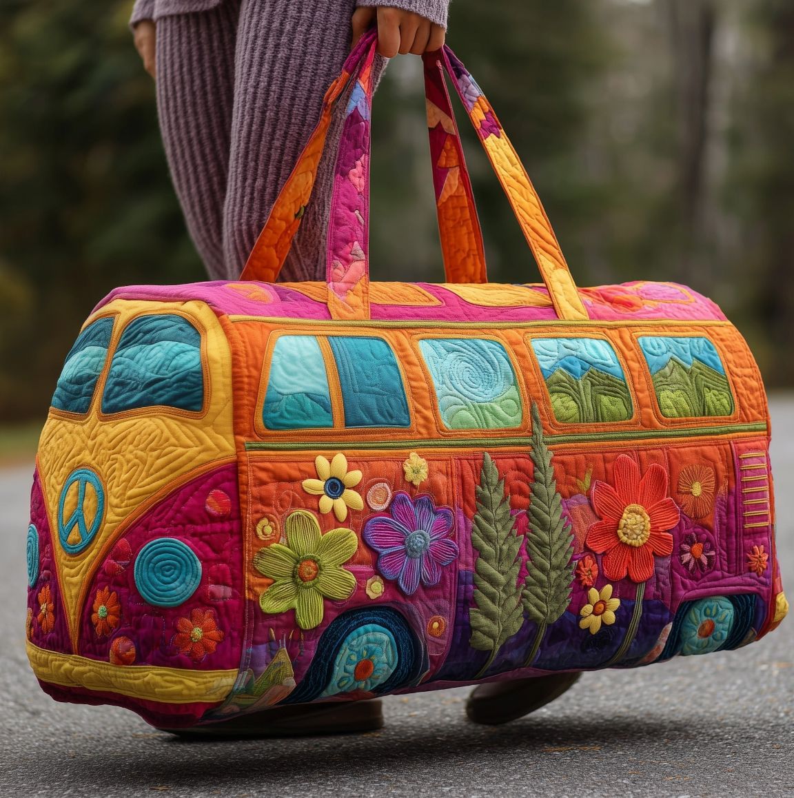 Quilted Floral Weekend Travel Duffel Bag with Reinforced Frame for Women | Carry-On Overnight Bag | Thomler
