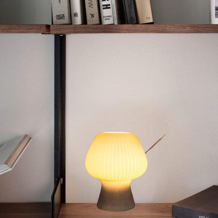 Textured Glass Dome Table Lamp – Retro Mushroom Design, Dimmable LED Accent Light for Nightstand, Desk, Living Room | Thomler