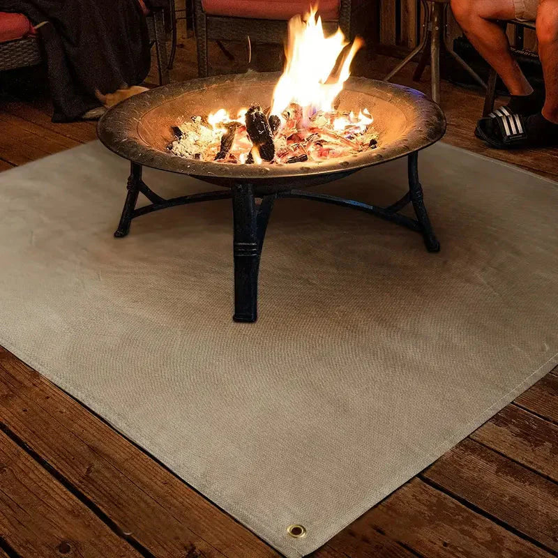 Fireproof Mat Fibreglass 80.0 cm Heat Resistant BBQ Fire Pit Deck Protector Portable Outdoor Hearth Pad | Thomler