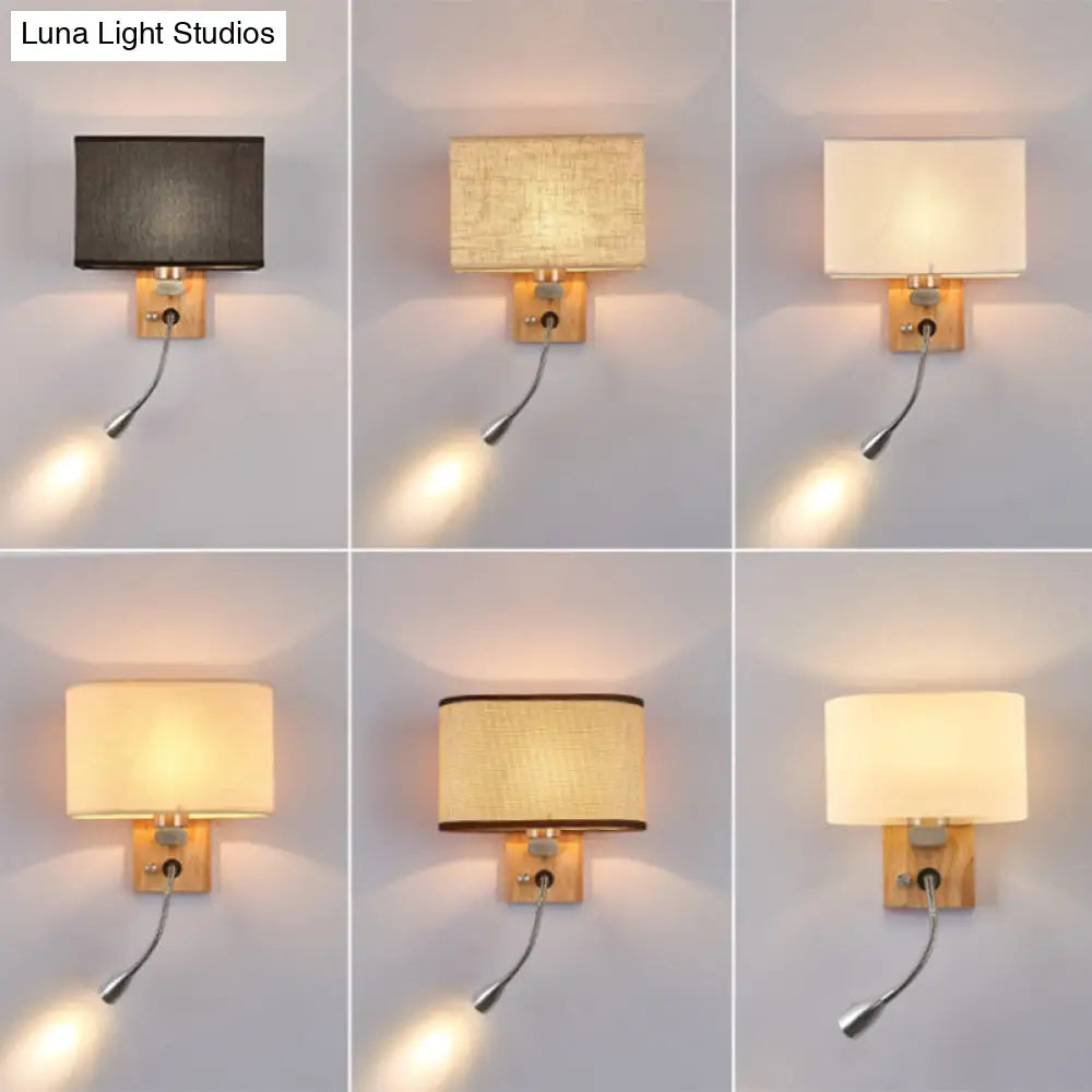 Wall-Mounted Reading Light with Adjustable Spotlight & Fabric Shade – Modern Sconce for Bedroom, Bedside Accent Lighting | Thomler