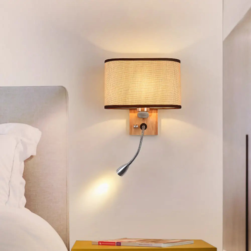 Wall-Mounted Reading Light with Adjustable Spotlight & Fabric Shade – Modern Sconce for Bedroom, Bedside Accent Lighting | Thomler