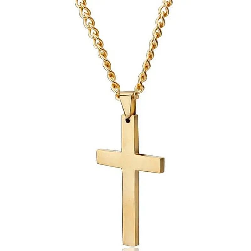 Stainless Steel Cross Pendant Necklace for Men – 24 in Chain, Religious Symbol Jewelry for Everyday & Casual Wear | Thomler