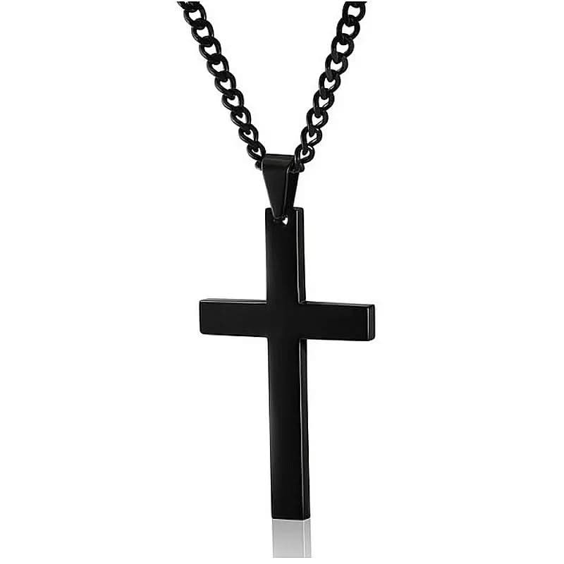 Stainless Steel Cross Pendant Necklace for Men – 24 in Chain, Religious Symbol Jewelry for Everyday & Casual Wear | Thomler