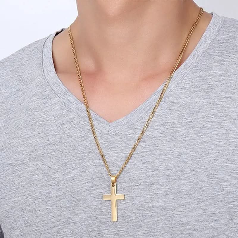 Stainless Steel Cross Pendant Necklace for Men – 24 in Chain, Religious Symbol Jewelry for Everyday & Casual Wear | Thomler