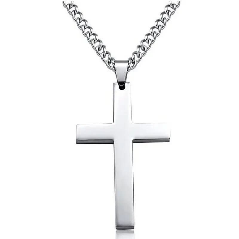 Stainless Steel Cross Pendant Necklace for Men – 24 in Chain, Religious Symbol Jewelry for Everyday & Casual Wear | Thomler
