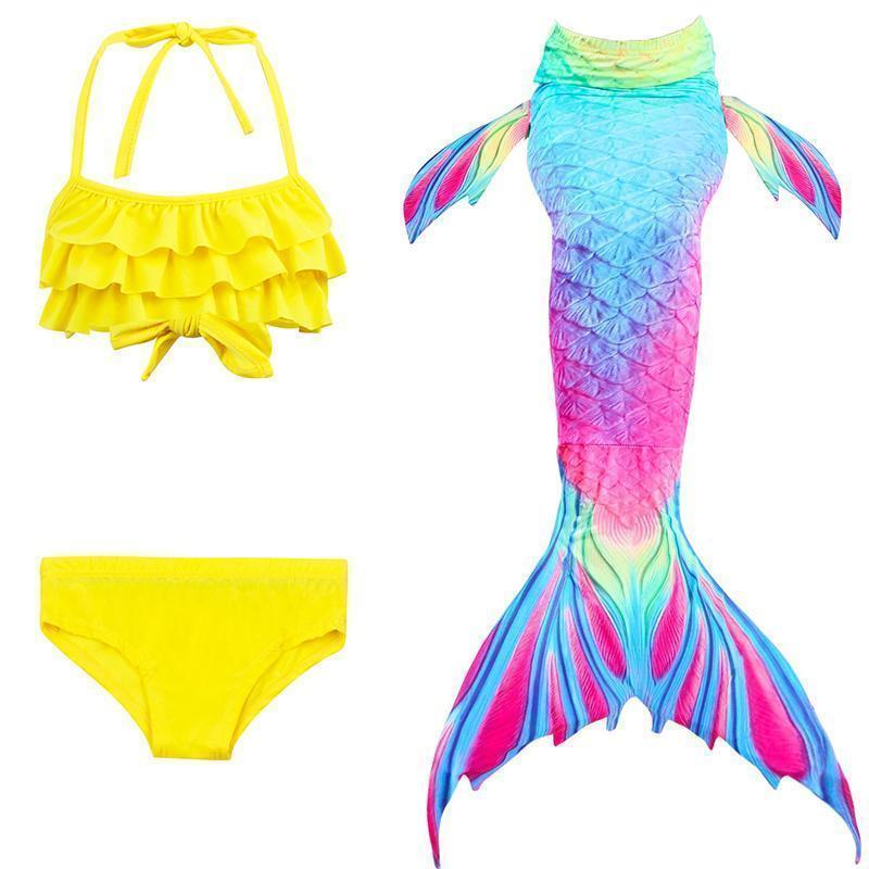 Girls Mermaid Swimsuit Set – 3-Piece Tail Bikini for Pool, Beach & Dress-Up | Thomler