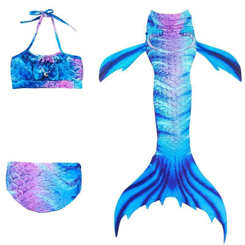 Girls Mermaid Swimsuit Set – 3-Piece Tail Bikini for Pool, Beach & Dress-Up | Thomler