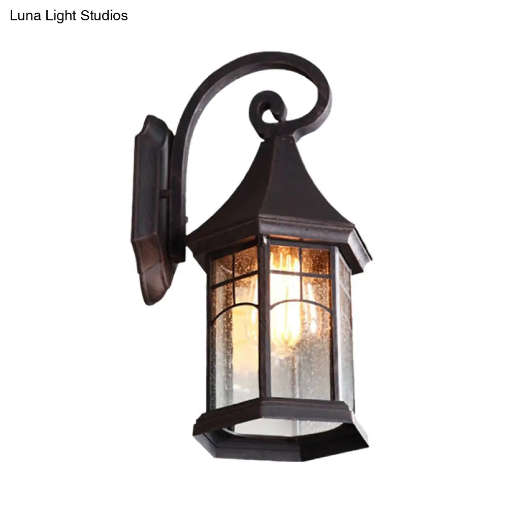 Outdoor Wall Sconce with Textured Glass Shade – Downward-Facing Rustic Porch Light for Entry, Patio & Garage – Hardwired E26 Socket | Thomler