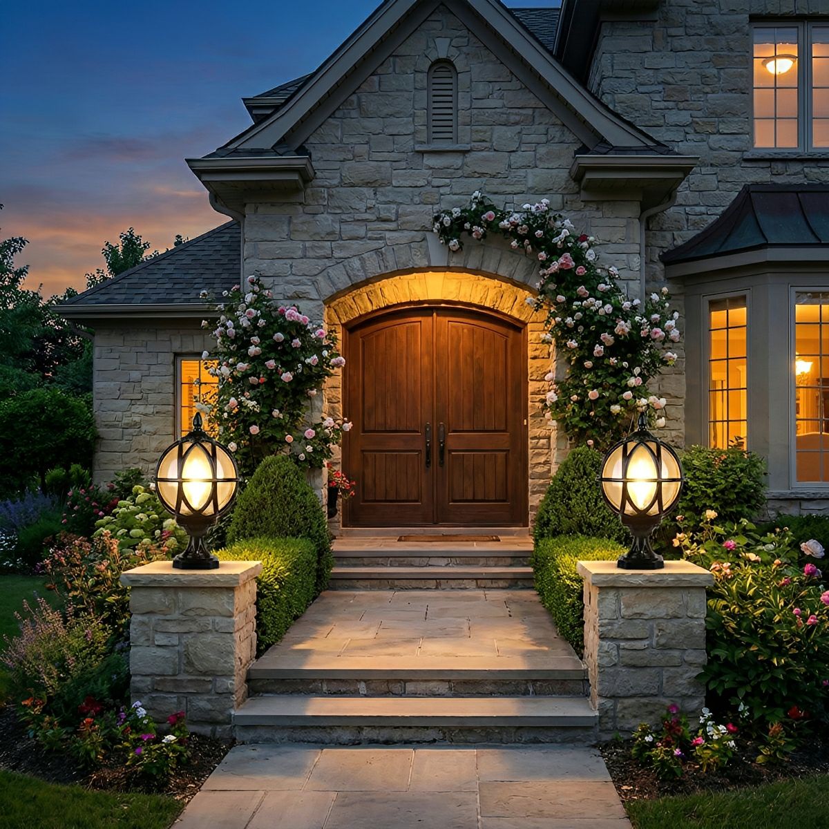 Spherical Pillar Cap Lantern for Decks, Patios & Fences – Weather-Resistant Orb Fixture | Thomler