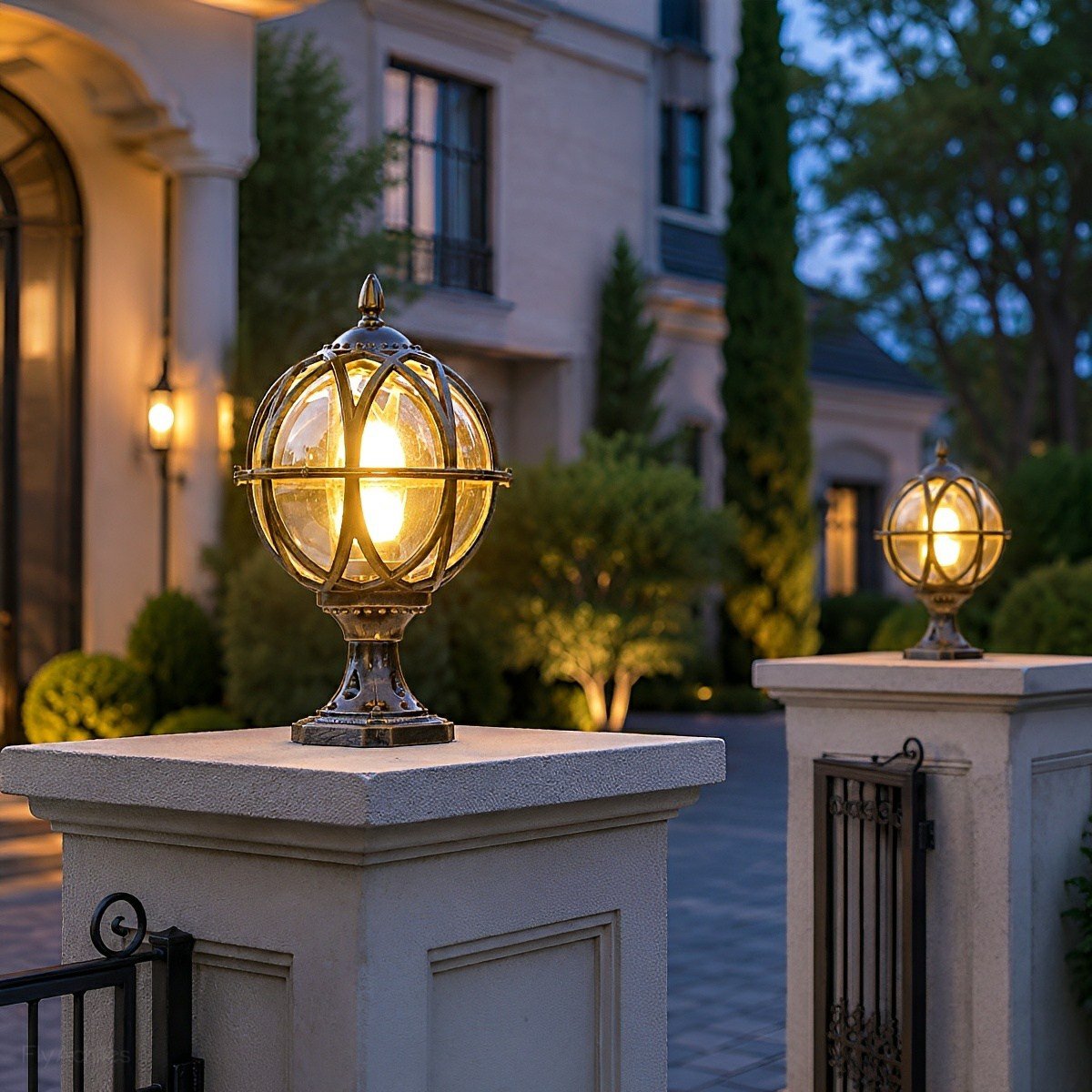 Spherical Pillar Cap Lantern for Decks, Patios & Fences – Weather-Resistant Orb Fixture | Thomler