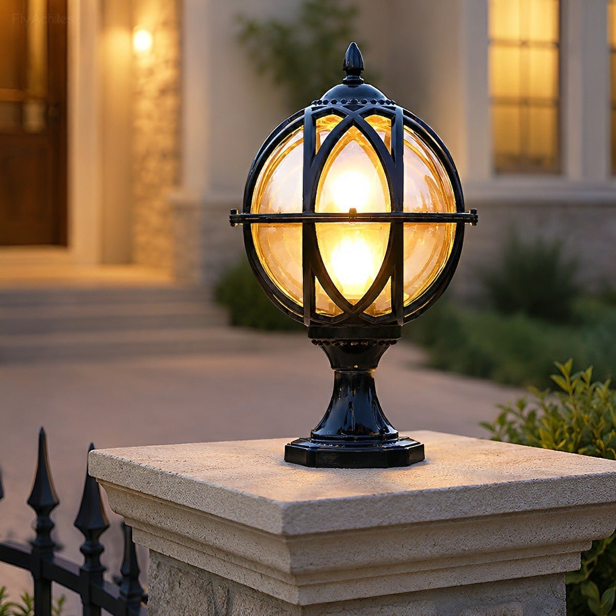 Spherical Pillar Cap Lantern for Decks, Patios & Fences – Weather-Resistant Orb Fixture | Thomler