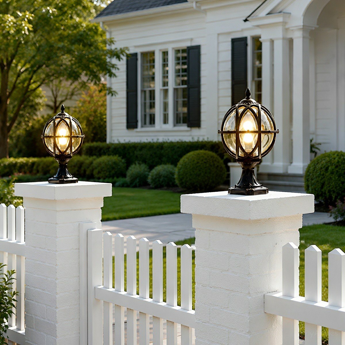 Spherical Pillar Cap Lantern for Decks, Patios & Fences – Weather-Resistant Orb Fixture | Thomler