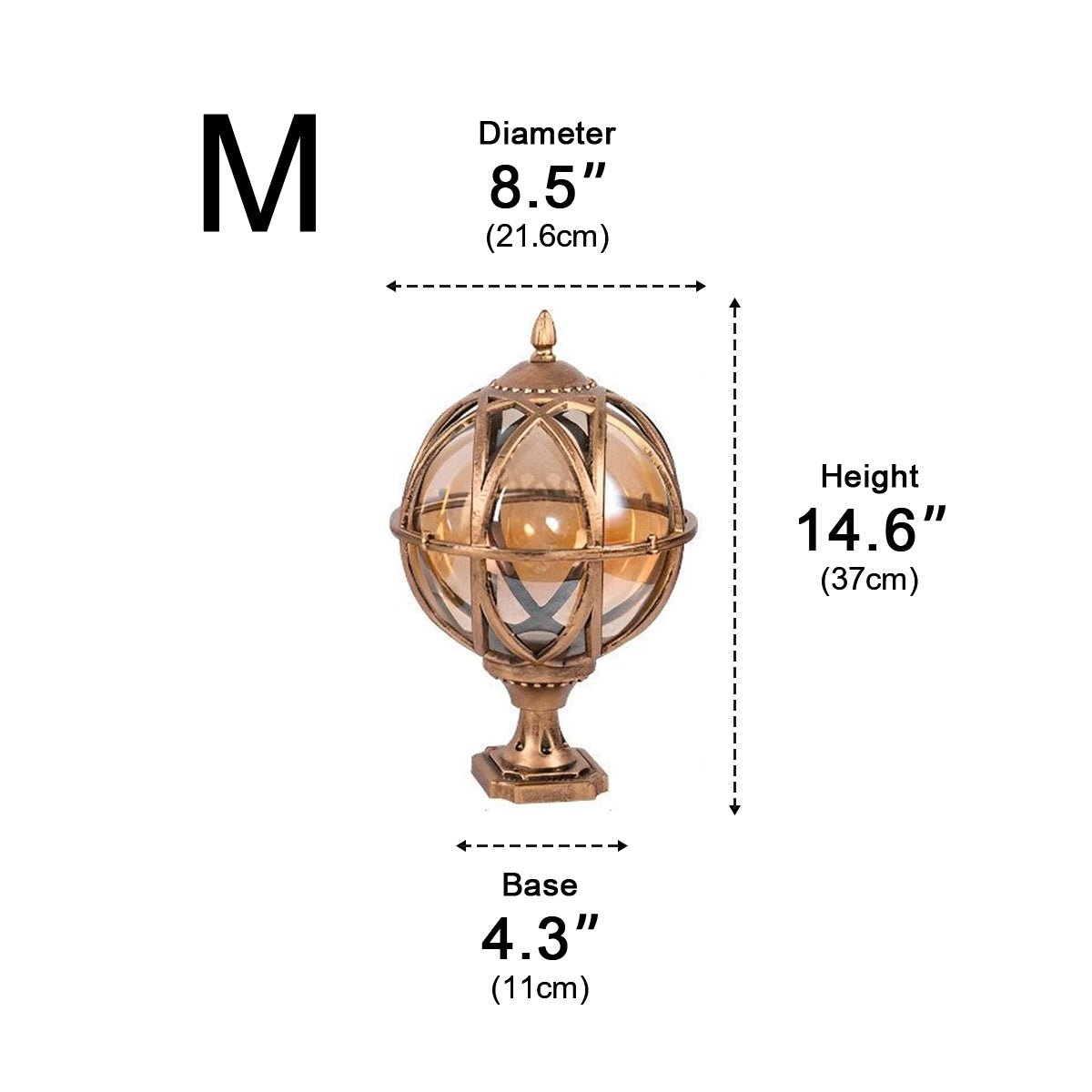 Spherical Pillar Cap Lantern for Decks, Patios & Fences – Weather-Resistant Orb Fixture | Thomler