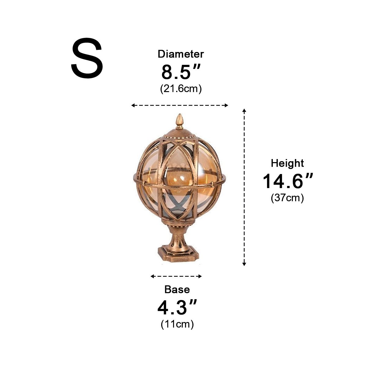 Spherical Pillar Cap Lantern for Decks, Patios & Fences – Weather-Resistant Orb Fixture | Thomler