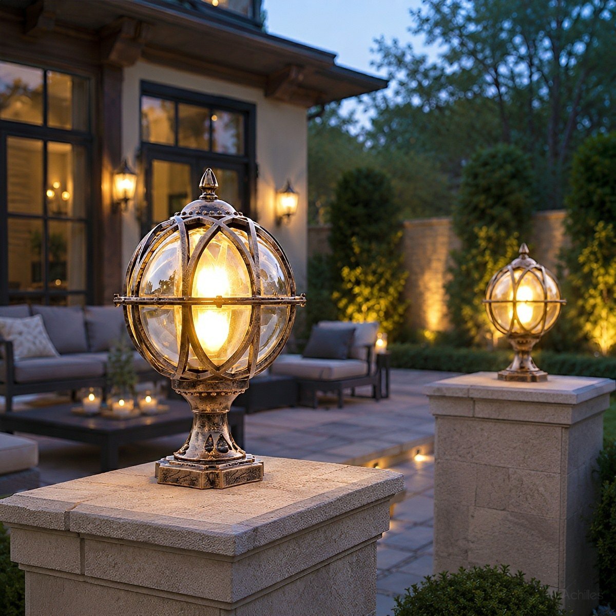 Spherical Pillar Cap Lantern for Decks, Patios & Fences – Weather-Resistant Orb Fixture | Thomler