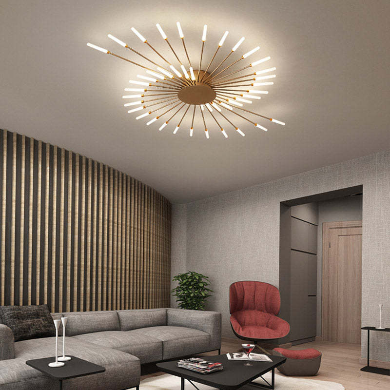 Starburst Flush Mount Ceiling Light Black Gold Modern Firework LED Fixture Bedroom Living Room Natural White Hardwired Indoor | Thomler