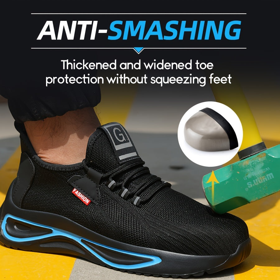 Steel Toe Work Shoes for Men Breathable Mesh Safety Footwear Puncture Resistant Slip-Resistant Outdoor Industrial Construction Job Site | Thomler