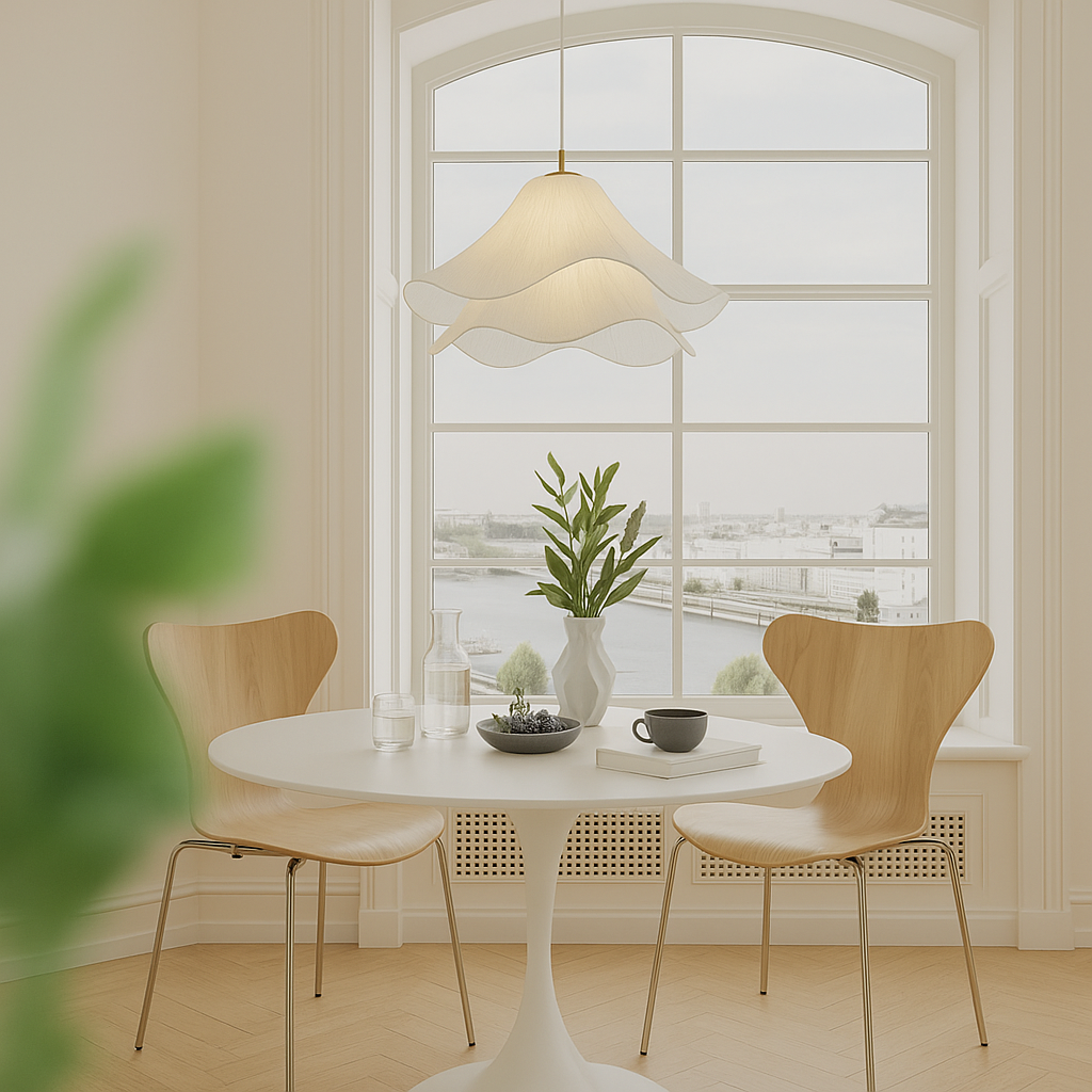 Pendant Light Fabric Metal 40.0 cm Dining Room Soft Layered Petal Hanging Ceiling Lamp | Thomler