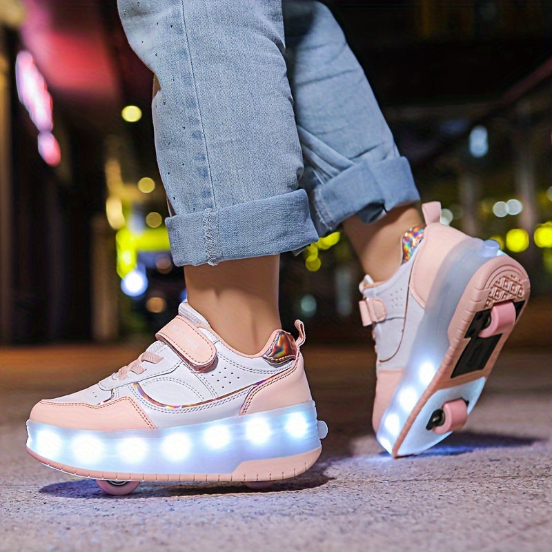 LED Light-Up Roller Skate Sneakers for Kids with Removable Wheels – USB Rechargeable Inline Shoes for Boys & Girls | Thomler