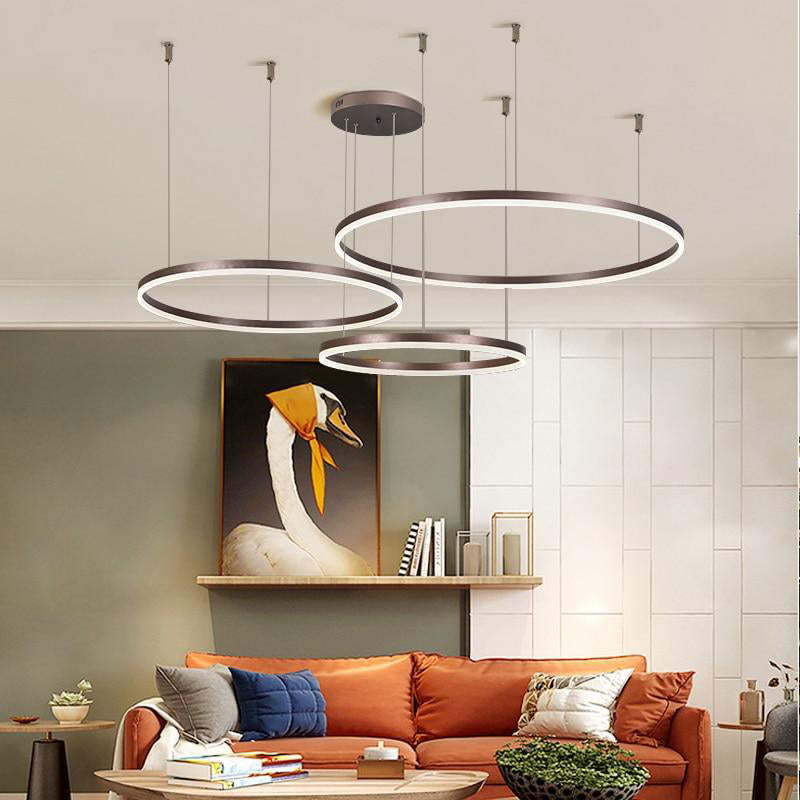Cascading Ring LED Pendant – Adjustable Metal Hoop Ceiling Light for Dining Room & Bedroom | Thomler