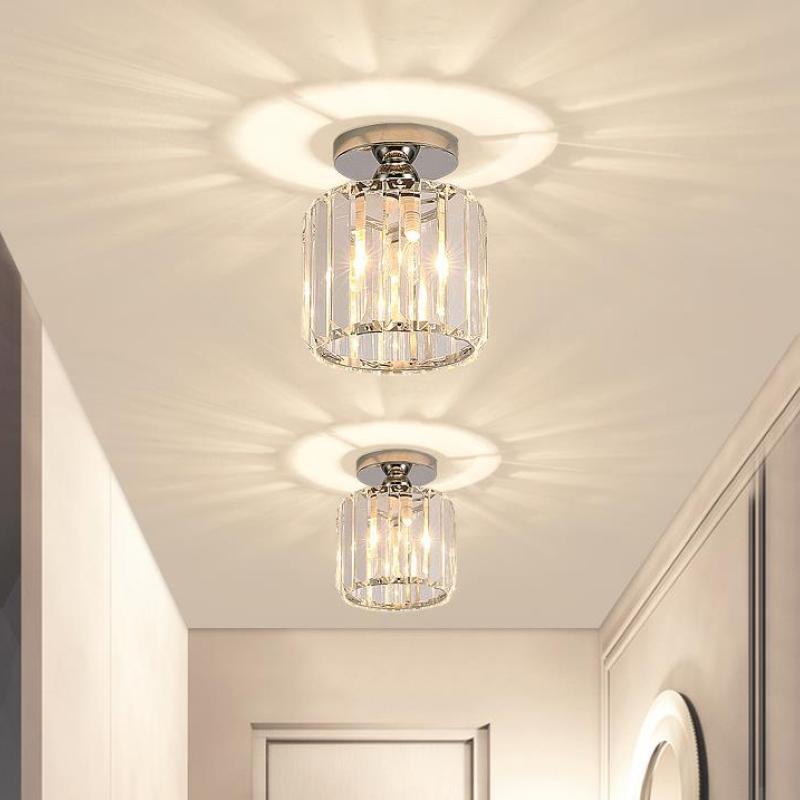 LED Flush Mount Fixture with Adjustable Temperature Settings – Crystal Shade – Square, Round & Hexagon Options | Thomler