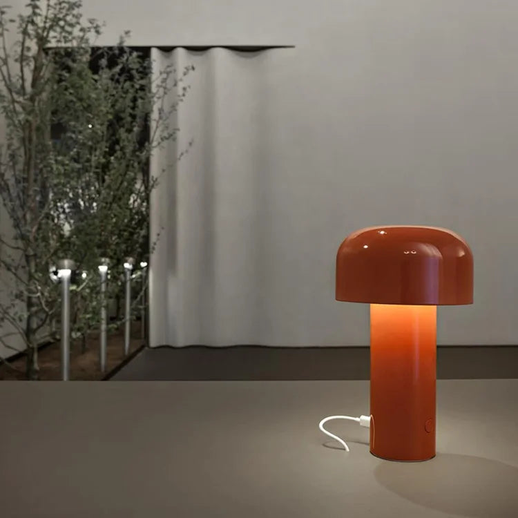 Cordless Mushroom Table Lamp with Touch Dimmer & USB-C Rechargeable Battery for Bedroom, Desk & Outdoor | Thomler