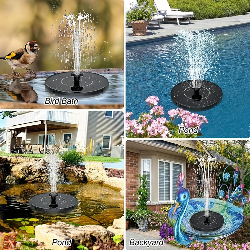 Solar Powered Floating Fountain Pump with 6 Interchangeable Spray Heads for Bird Baths, Ponds, and Garden Water Features – Automatic | Thomler