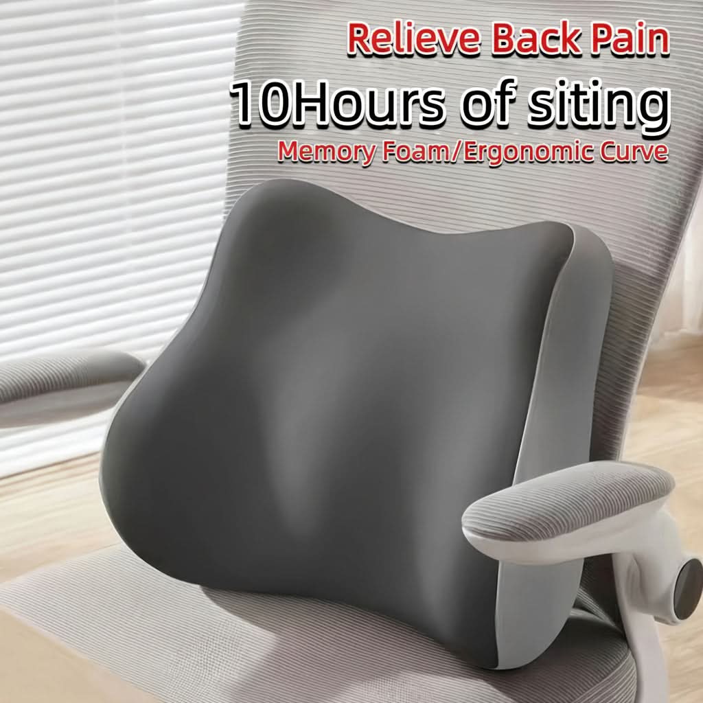 Memory Foam Lower Back Support Cushion for Office Chair, Car Seat & Daily Seating – Ergonomic Posture Corrector Pad for Pain Relief | Thomler