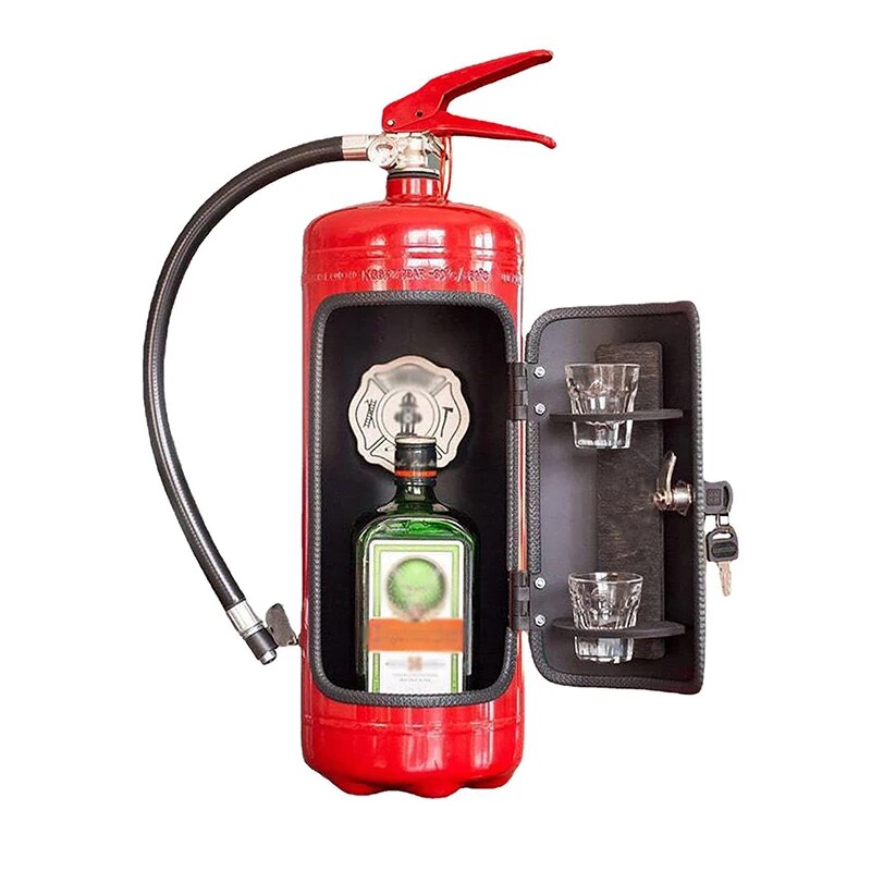 Fire Extinguisher Bottle Holder Hidden Storage Case for Whiskey Wine Champagne Metal Cabinet Bar Decor Red Black Novelty Gift for Home | Thomler