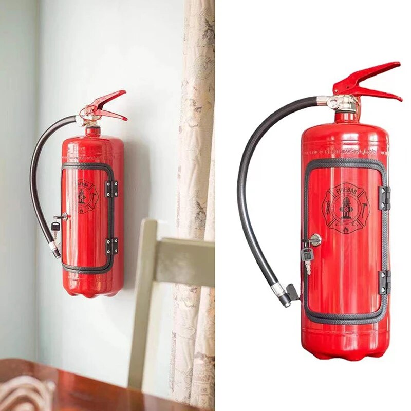 Fire Extinguisher Bottle Holder Hidden Storage Case for Whiskey Wine Champagne Metal Cabinet Bar Decor Red Black Novelty Gift for Home | Thomler