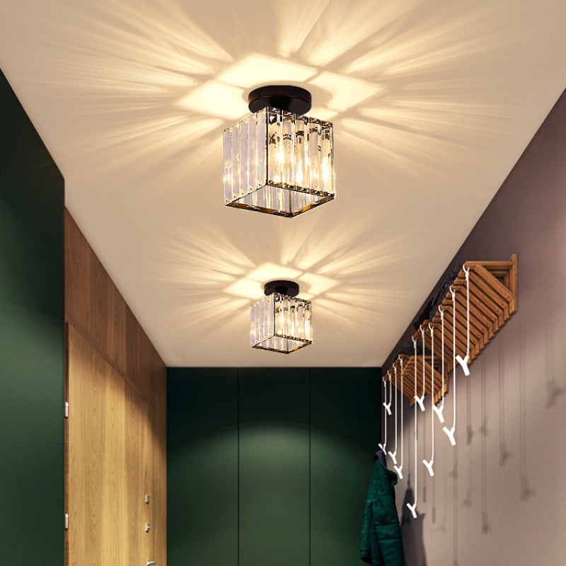 LED Flush Mount Fixture with Adjustable Temperature Settings – Crystal Shade – Square, Round & Hexagon Options | Thomler