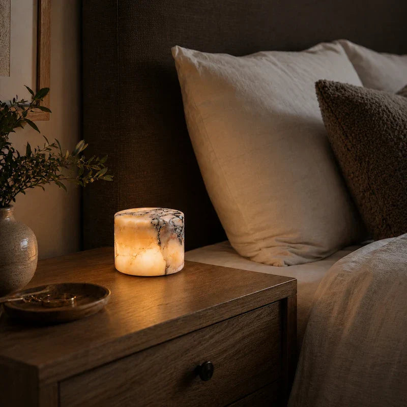 Rechargeable Touch-Dimming Stone Accent Lamp with Natural Veining for Bedside & Desk | Thomler