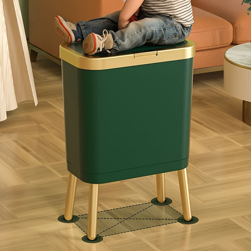 4-Gallon Pedestal Trash Can with Odor-Sealing Flip Lid – Slim Rectangular Waste Basket on Legs for Kitchen, Bathroom, Bedroom – Modern | Thomler