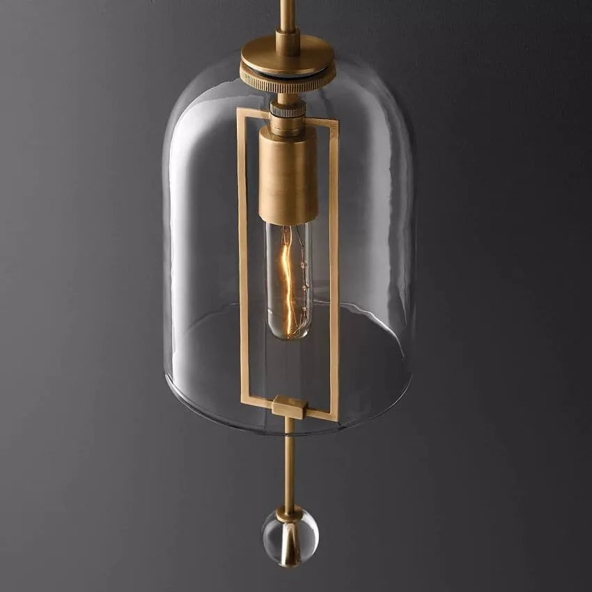Modern Glass Globe Wall Light with Geometric Frame – Vintage Brass, Bronze & Satin Nickel – 23 or 29 Inch Height – Sculptural Sconce for | Thomler