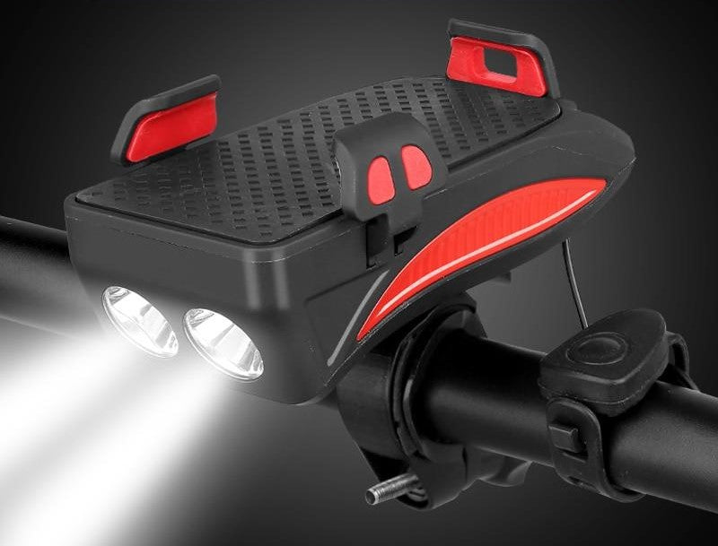 4-in-1 Bike Mount Phone Holder with Power Bank, LED Light & Horn for Cycling | Thomler