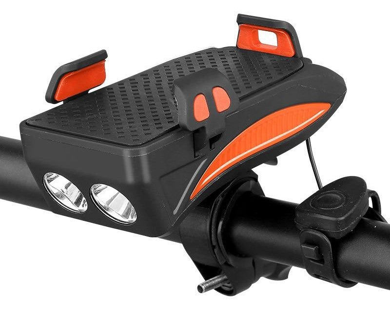 4-in-1 Bike Mount Phone Holder with Power Bank, LED Light & Horn for Cycling | Thomler