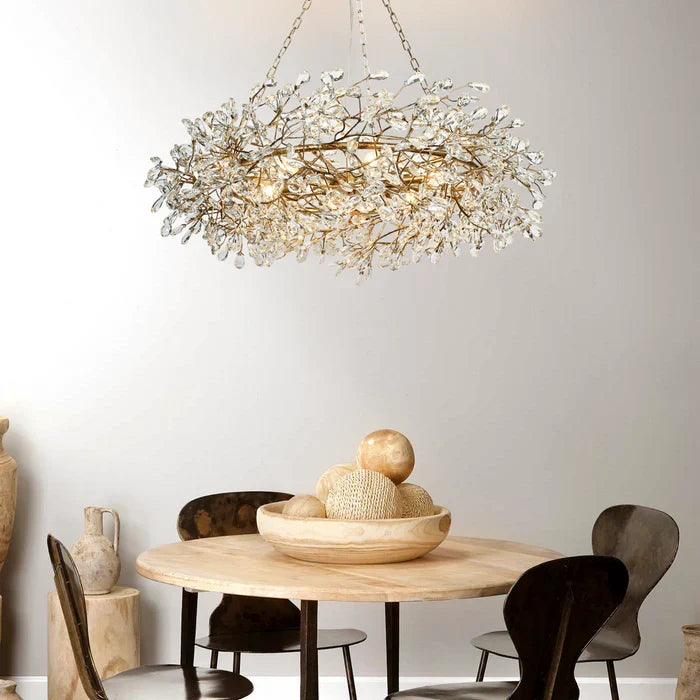Round Multi-Light Statement Chandelier 39-60 in 6-12 Sockets Metal Crown for Dining Room Foyer Entryway Living Room | Thomler