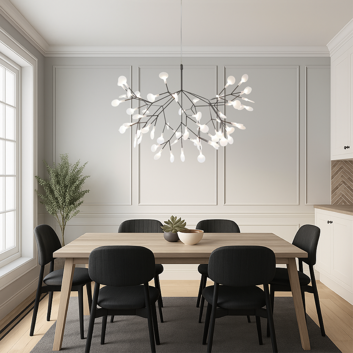 Acrylic Branch Chandelier 31 in Modern Nordic Multi-Light Fixture Dining Room Living Room Bedroom Entryway Adjustable Height | Thomler