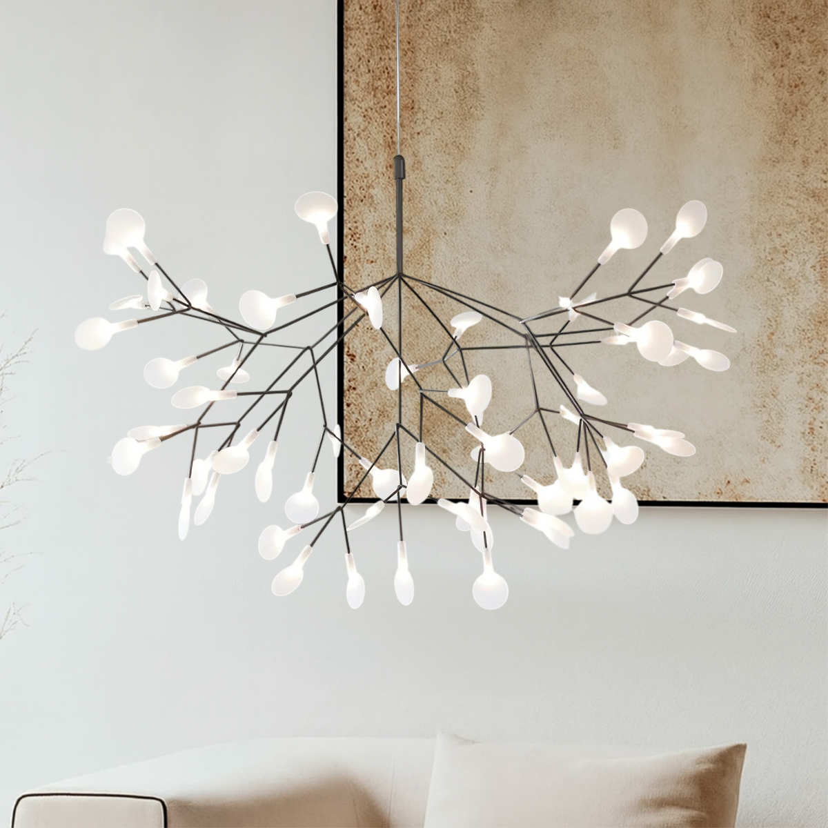 Acrylic Branch Chandelier 31 in Modern Nordic Multi-Light Fixture Dining Room Living Room Bedroom Entryway Adjustable Height | Thomler