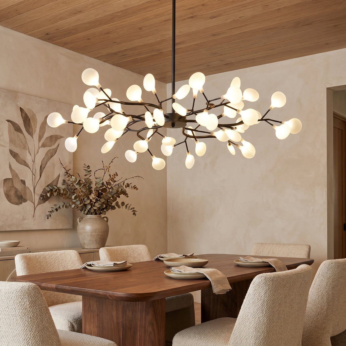 Branch Chandelier with Acrylic Globes – Cascading LED Statement Light for Dining Room & Living Room – Modern Tree Design – Warm White | Thomler