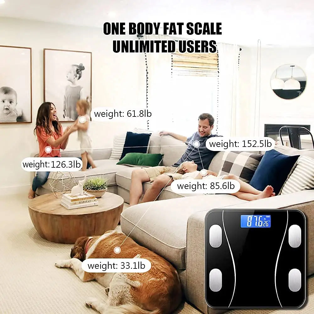 Smart Body Composition Scale Bluetooth Health Tracker 13+ Metrics Weight BMI Fat Muscle Mass Monitor Temperature Sensor App Sync Family | Thomler